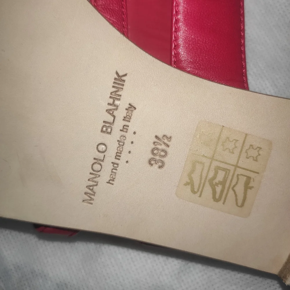 Manolo Blahnik Red Leather Studded SUSA Slides *Runs SUPER Small*